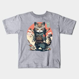 Samurai Cat Tattoo, Kawaii Ninja Cat Kids T-Shirt